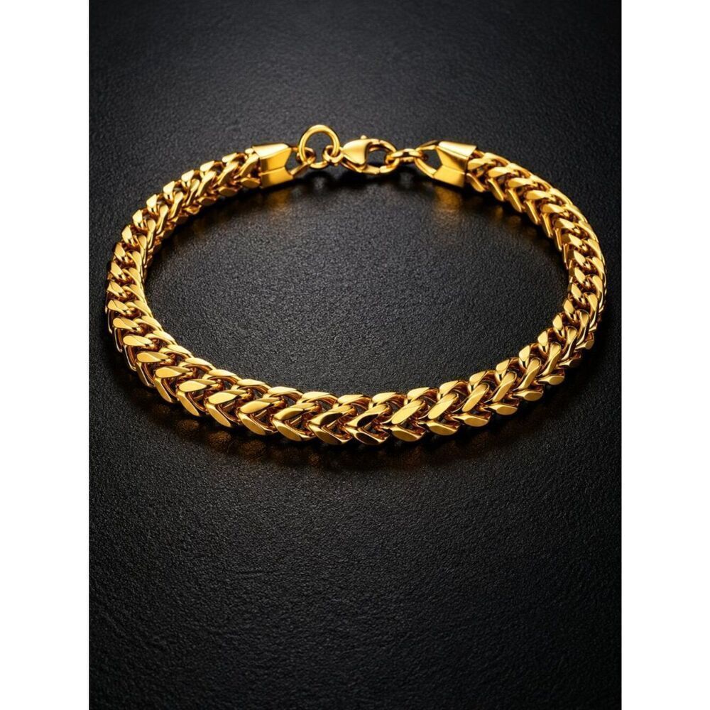 Gold Stainless Steel Franco Bracelet